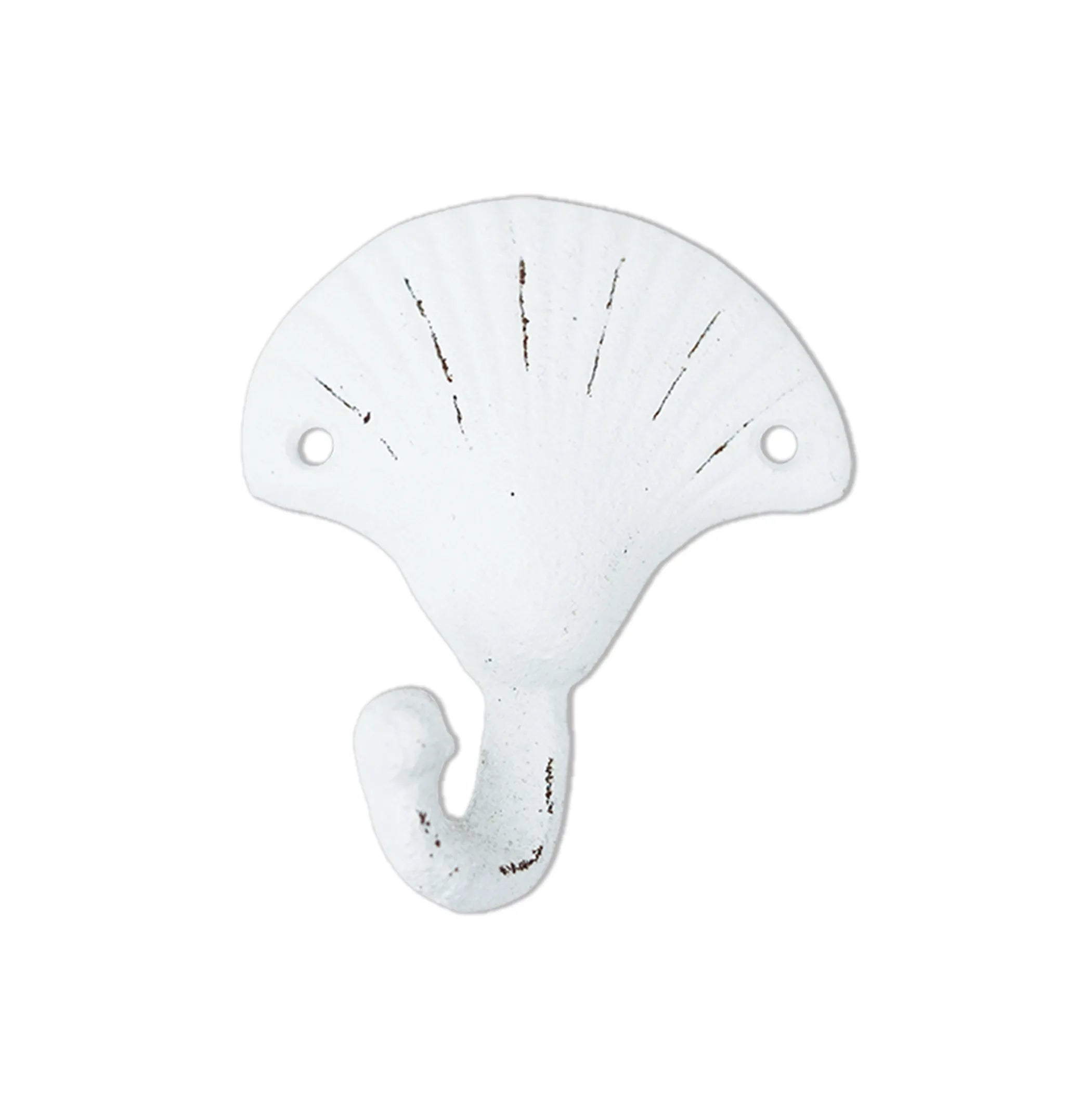 Sea Snail Starfish Shell Shape Cast Iron Nautical Wall Hooks Set- 3-Pack Assorted Rustic White Seaside-Themed Wall Mount Coat Hooks- Beach Coastal Wall Decor