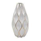 Elegant White Ceramic Vase with Gold Accents