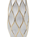 Elegant White Ceramic Vase with Gold Accents