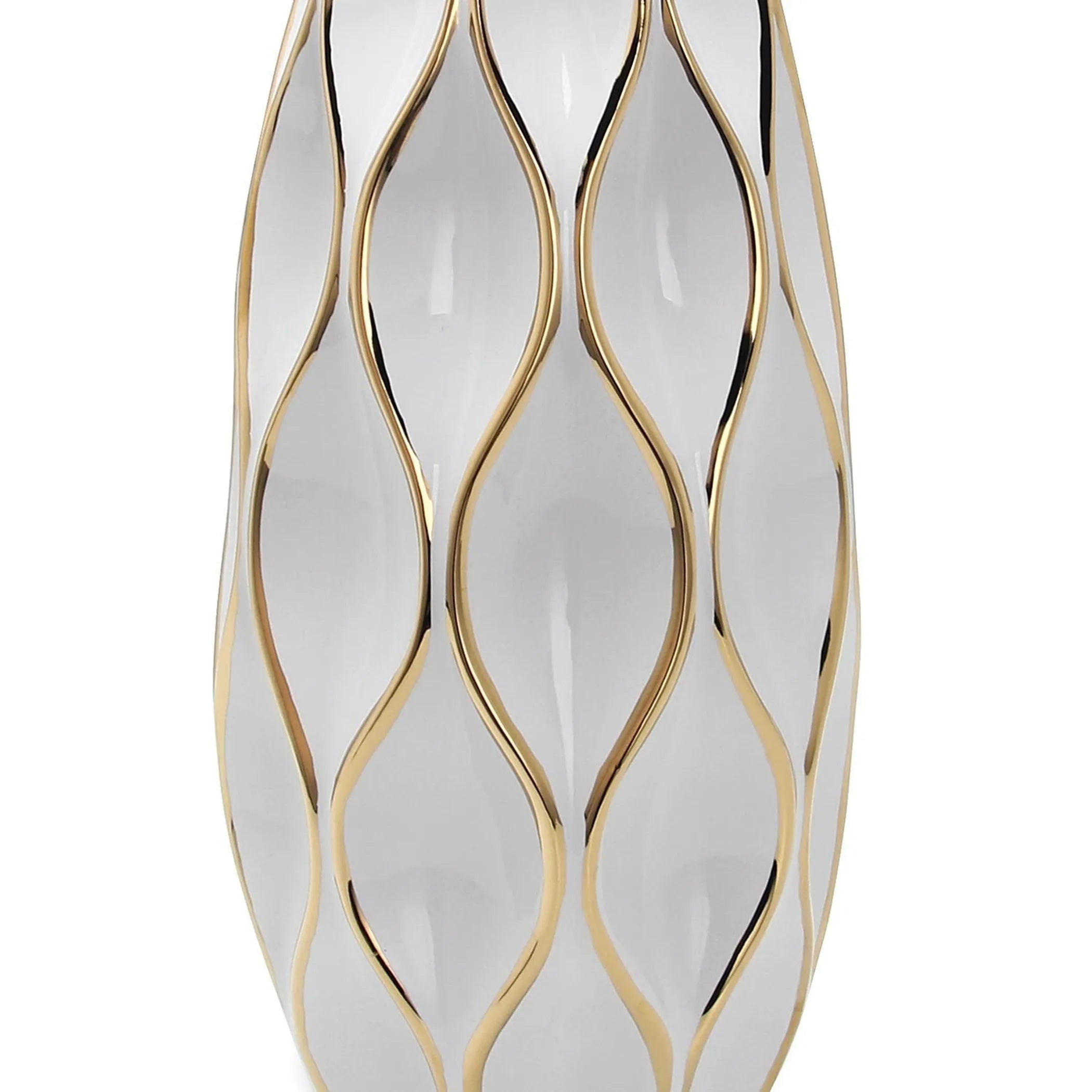 Elegant White Ceramic Vase with Gold Accents