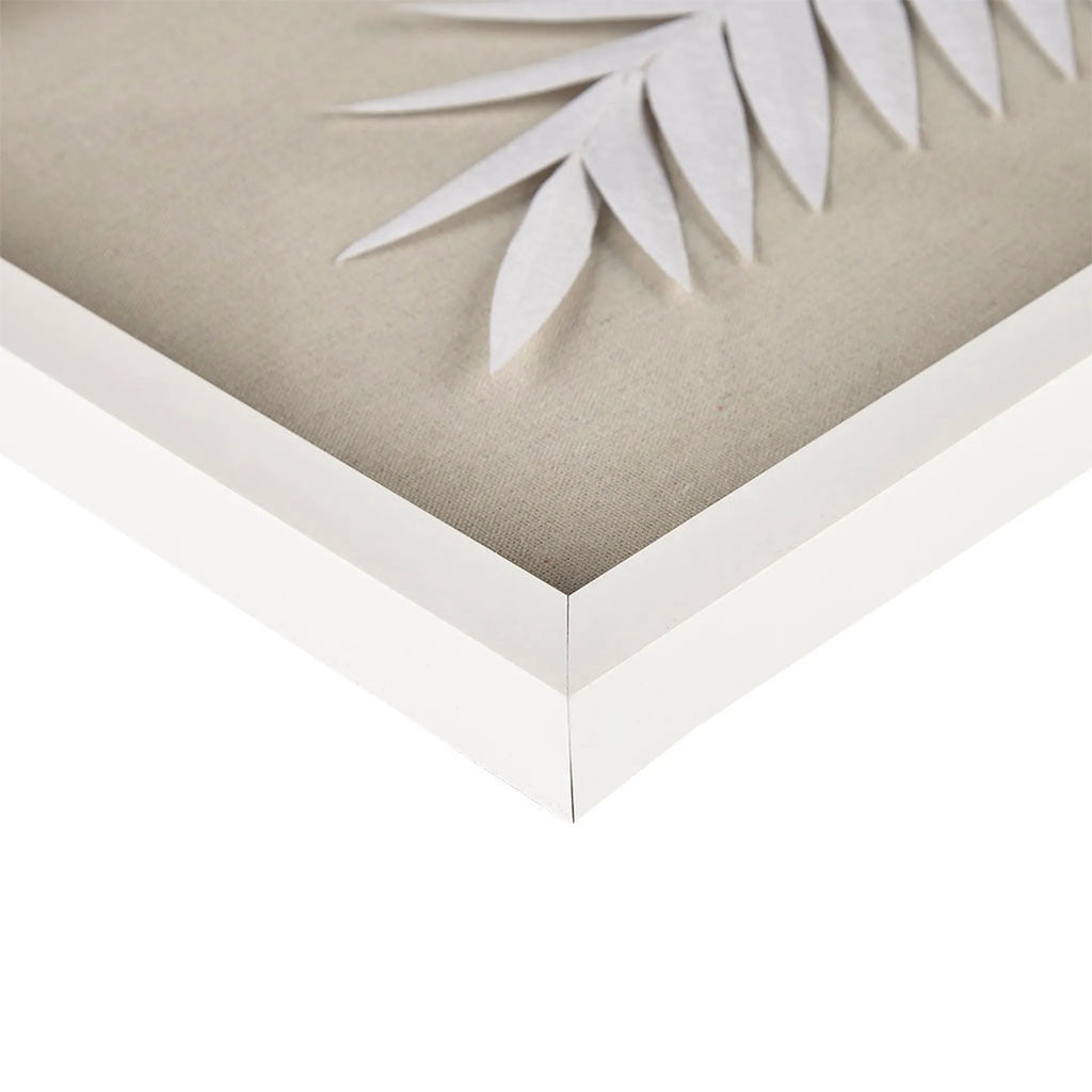 Sabal Framed Rice Paper Palm Leaves 3 Piece Shadowbox Wall Decor Set Coastal Botanical Art With Linen Backdrop