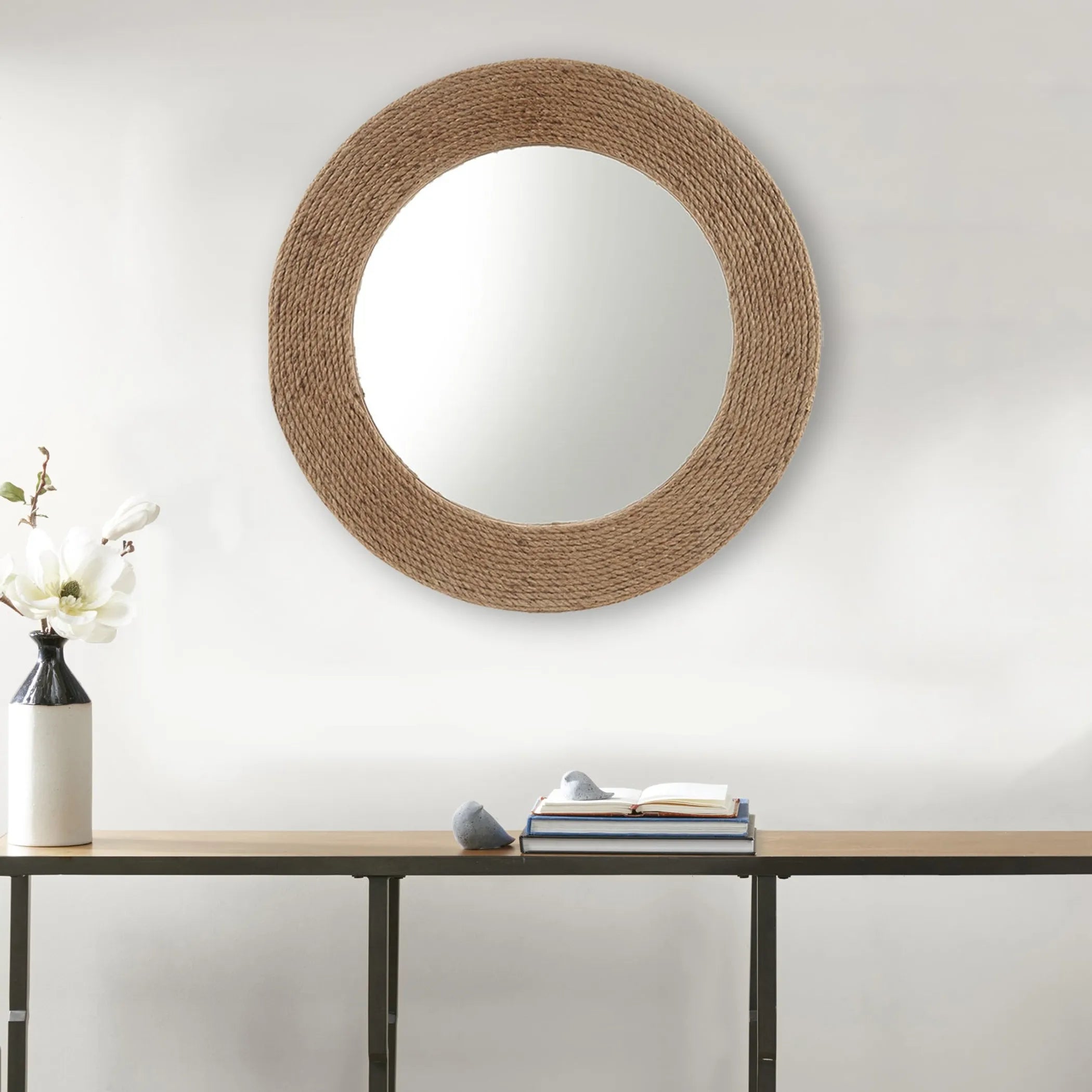 Natural Jute Rope Round Wall Mirror
