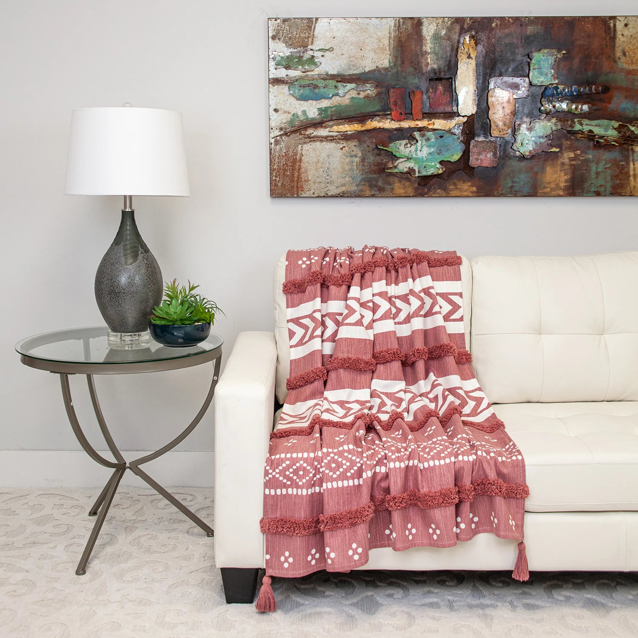Parkland Collection Transitional Stripes and Dots 50" x 60" Throw