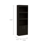 Simma Bookcase, Metal Hardware, Three Shelves, Double Door Cabinet