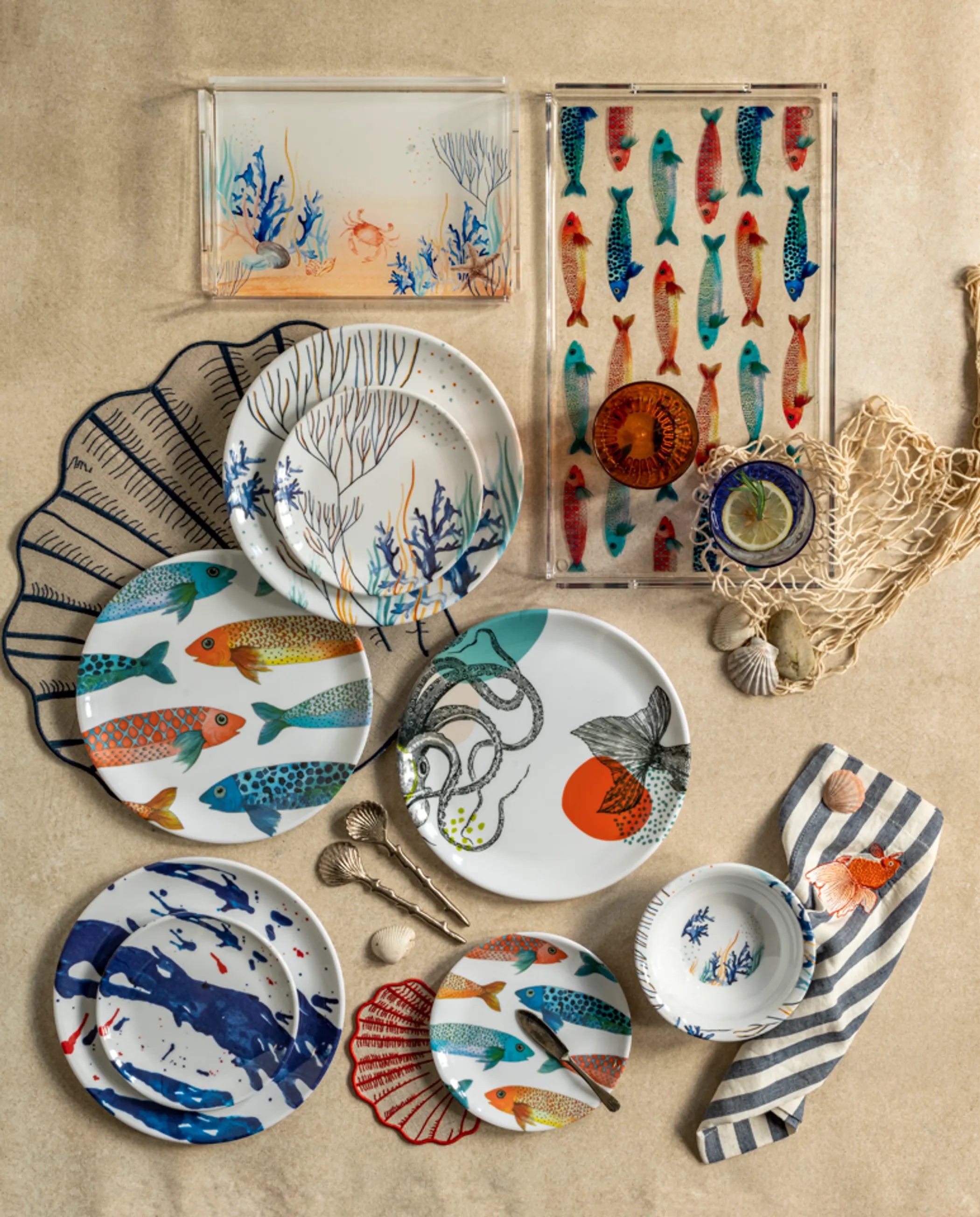 Marine Deep Sea Melamine Plate / Set of 4