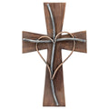 Espres Silver Copper Wood Metal Wall Cross