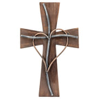 Espres Silver Copper Wood Metal Wall Cross