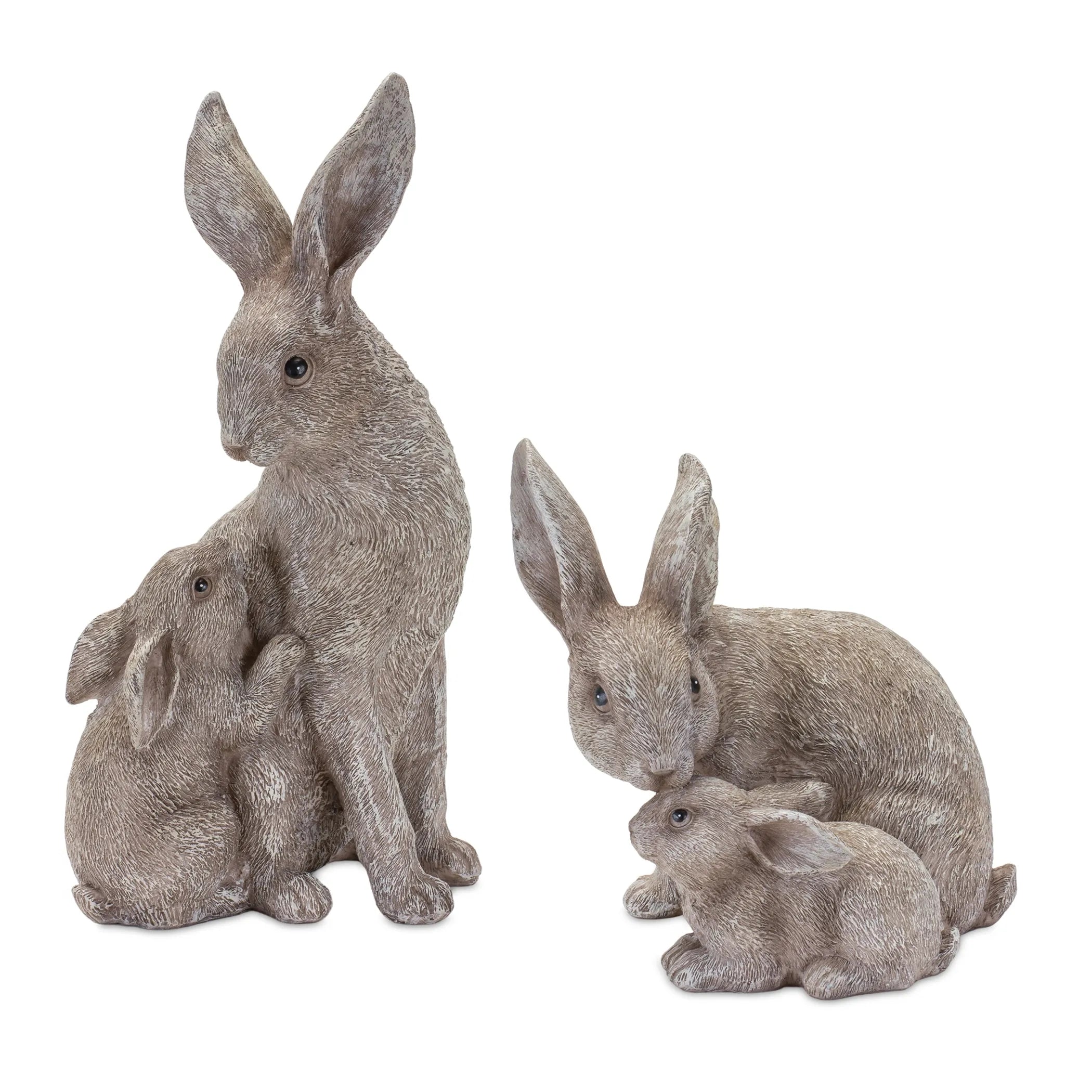 Rabbit Figurines Set Of 2 Resin 7 Inch And 11 Inch Spring Decor With Realistic Painted Finish