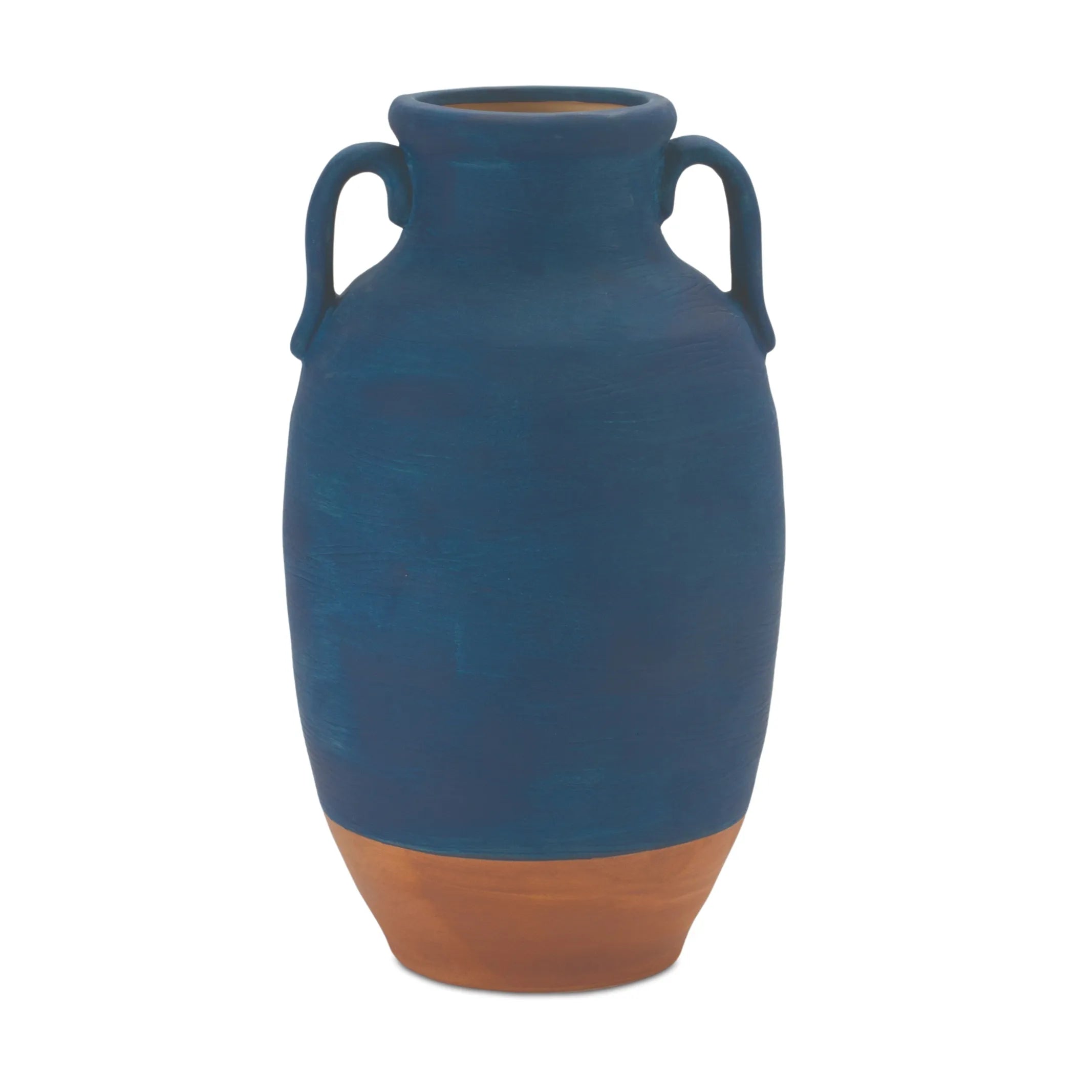 Ceramic Urn Vase with Terra Cotta Accent  - Pack Of: 1 unit | Materials: Ceramic | Colors: Blue | DÃƒÂ©cor  style: Modern
