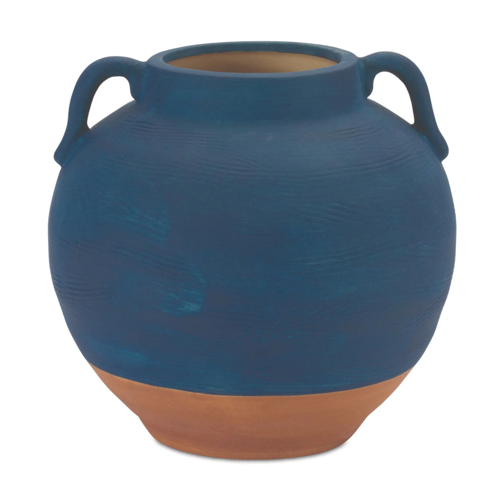 Ceramic Urn Vase with Terra Cotta Accent  - Pack Of: 1 unit | Materials: Ceramic | Colors: Blue | DÃƒÂ©cor  style: Modern
