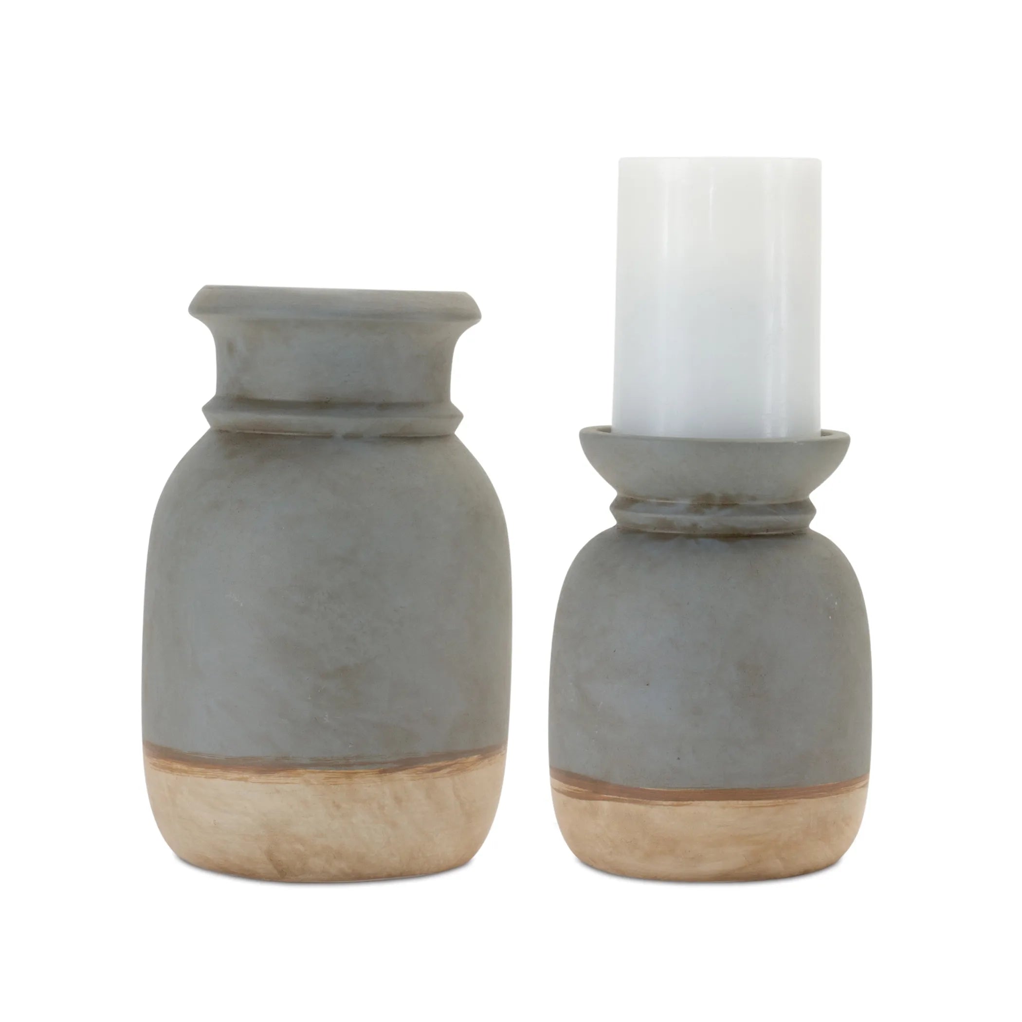 Dual-Tone Ceramic Candle Holder  - Pack Of: Set of 2 | Materials: Ceramic