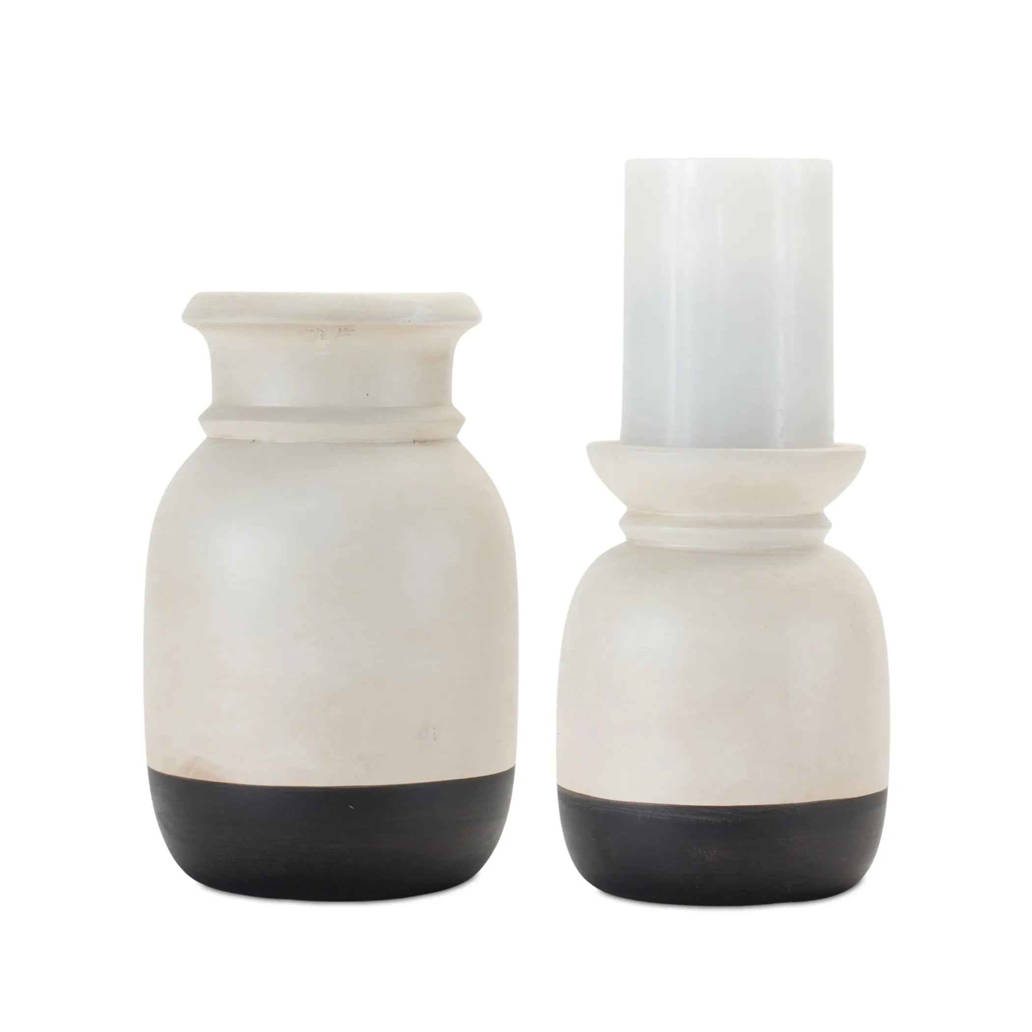 Dual-Tone Ceramic Candle Holder  - Pack Of: Set of 2 | Materials: Ceramic