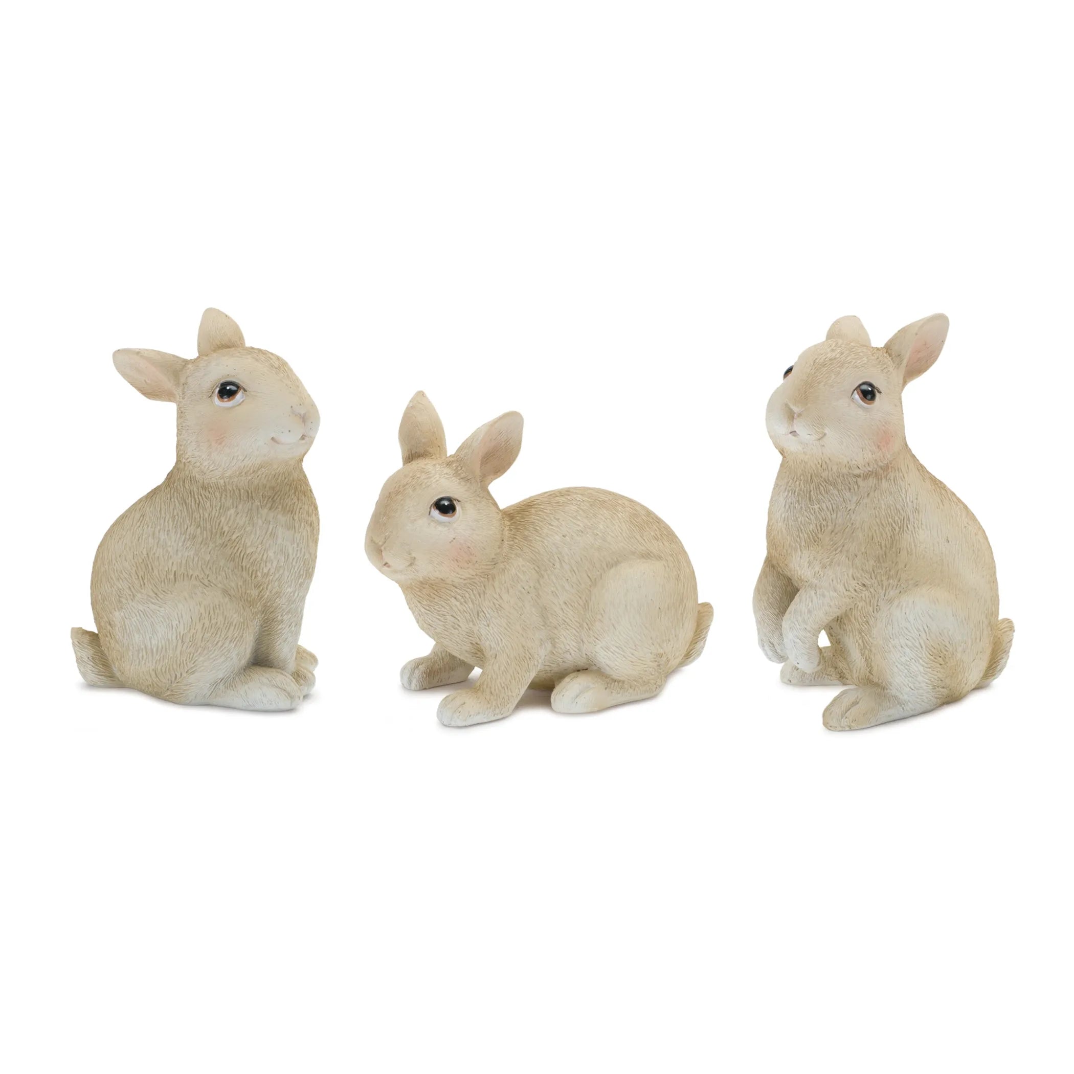 Mini Bunny Rabbit Figurines Polyresin Decor Assorted Bunnies Natural Brown Beige Indoor Outdoor Garden Decor