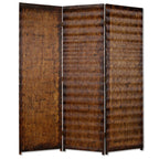63" X 72" Brown Wood 3 Panel Screen