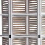 71" White Wood Folding Four Panel Screen Room Divider