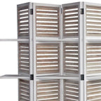71" White Wood Folding Four Panel Screen Room Divider