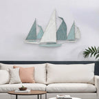 Sailboat Metal Centerpiece  In Distressed Finish