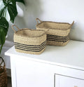 Set of Two 13" Natural Wicker Basket