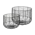 Set Of Two Black Metal Wire Chevron Bowls For Modern Minimalist Home Decor Accent Pieces