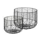 Set Of Two Black Metal Wire Chevron Bowls For Modern Minimalist Home Decor Accent Pieces