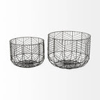 Set Of Two Black Metal Wire Chevron Bowls For Modern Minimalist Home Decor Accent Pieces