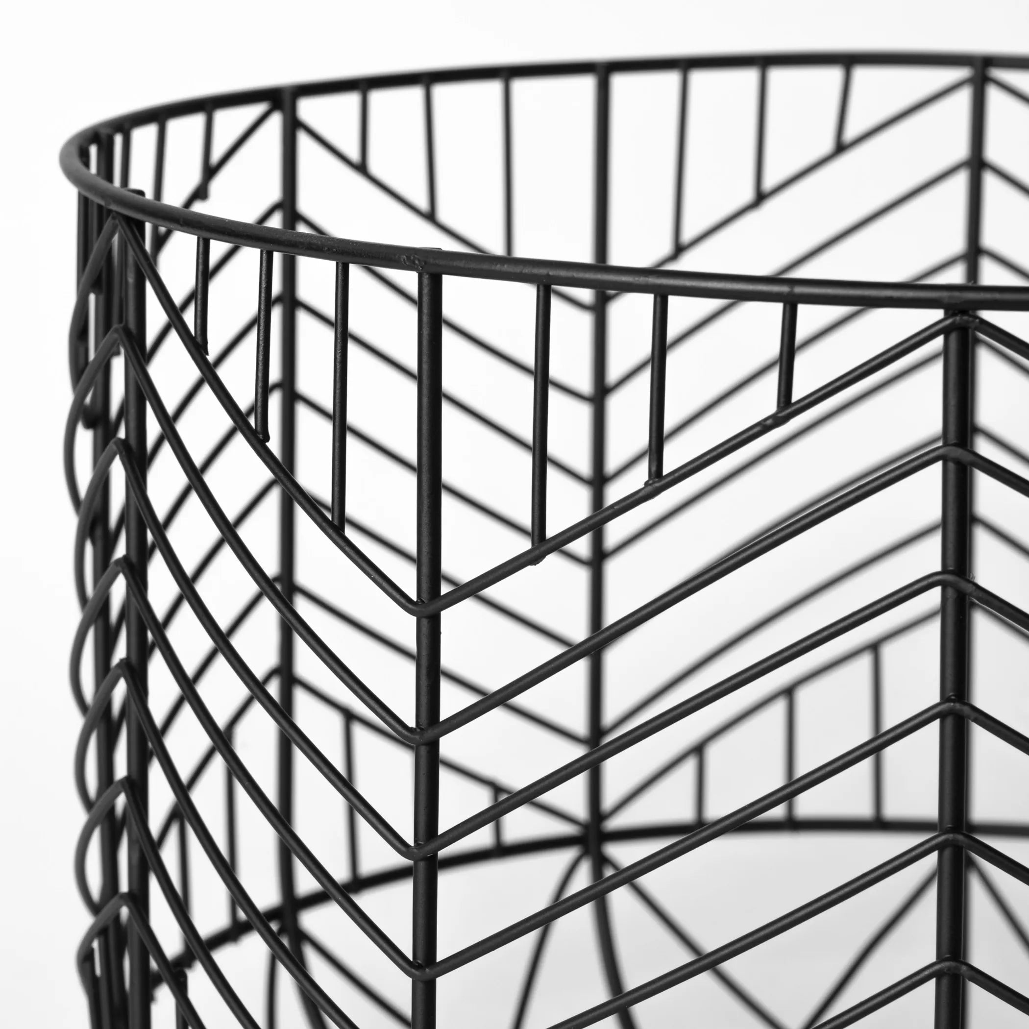 Set Of Two Black Metal Wire Chevron Bowls For Modern Minimalist Home Decor Accent Pieces