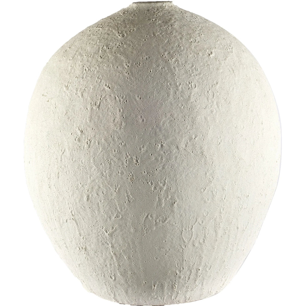23" Wide White Textured Ceramic Vase