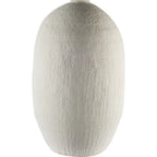 32" Narrow White Textured Ceramic Vase