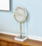 15" Gold and White Metal and Resin Sand Dollar Tabletop Sculpture