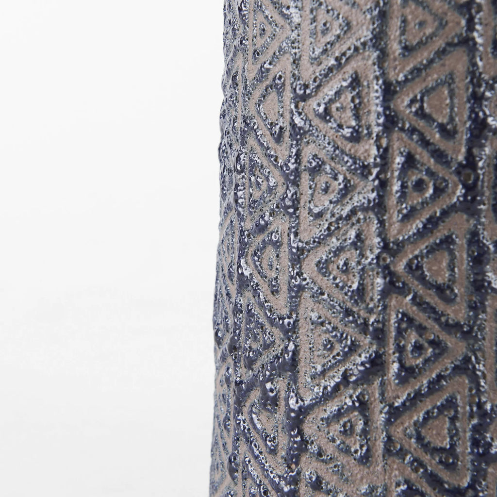 7" Brown and Blue Tribal Ceramic Vase