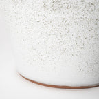 14" White Spiked Organic Glaze Large Mouth Ceramic Vase