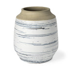 10" Blue White and Sand Coastal Ceramic Vase