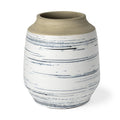 10" Blue White and Sand Coastal Ceramic Vase