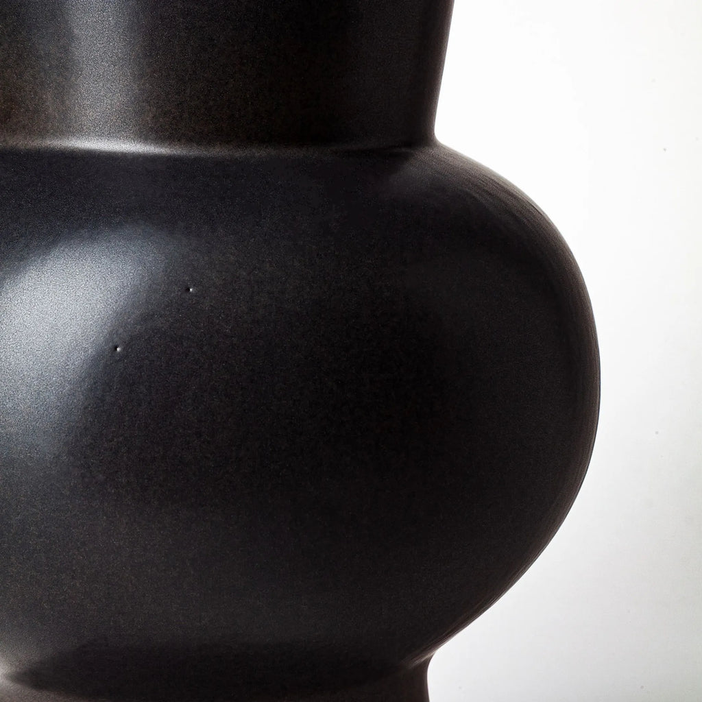 11" Matte Black Contempo Deco Ceramic Vase