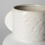 8" Whitewash Handled Textured Ceramic Vase