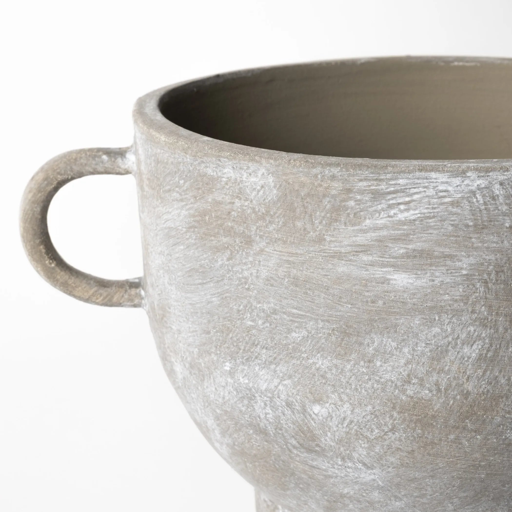 7" Rustic Organic Finish Whitewash Brown Ceramic Vase