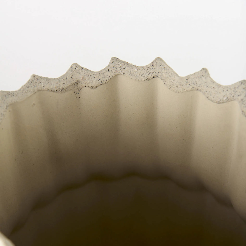 14" Sand Organic Textured Ceramic Cylinder Table Vase