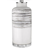 25" Black and White Ceramic Column Lamp With White Drum Shade