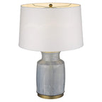 27" Gray Ceramic Table Lamp With White Empire Shade