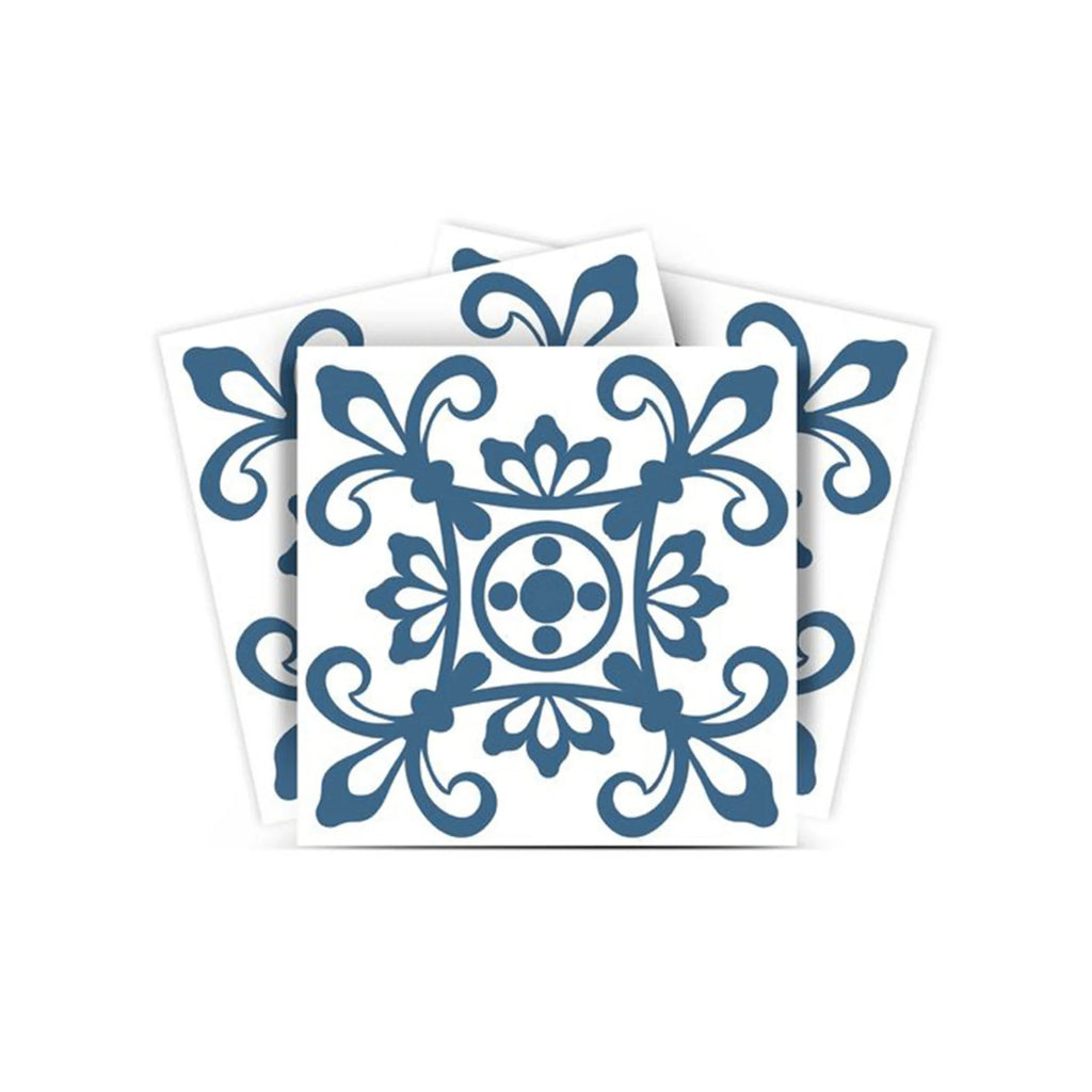 8" X 8" Teal And White Mosaic Peel And Stick Removable Tiles