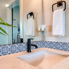 8" X 8" Blue and White Valencia Peel And Stick Tiles