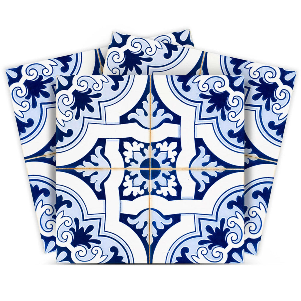 7" X 7" Blue Mia Gia Peel And Stick Removable Tiles