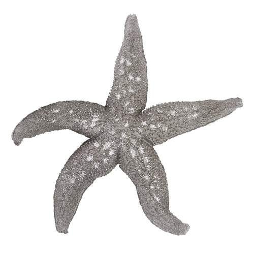 19 Inch Silver Pewter Textured Starfish Wall Art for Coastal Decor Resin Ocean Theme Home Accent