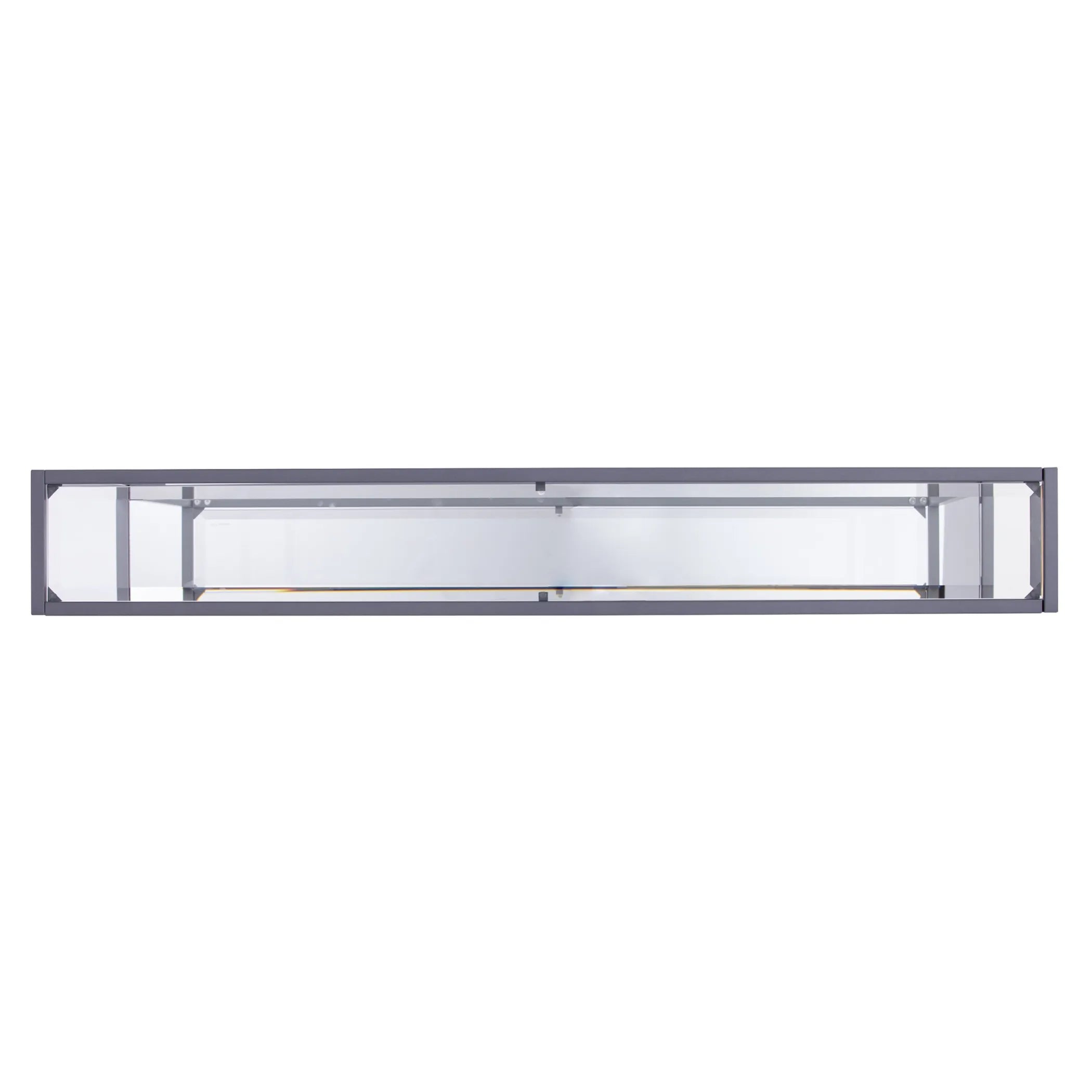 56" Clear and Silver Glass Mirrored Floor Shelf Console Table With Storage
