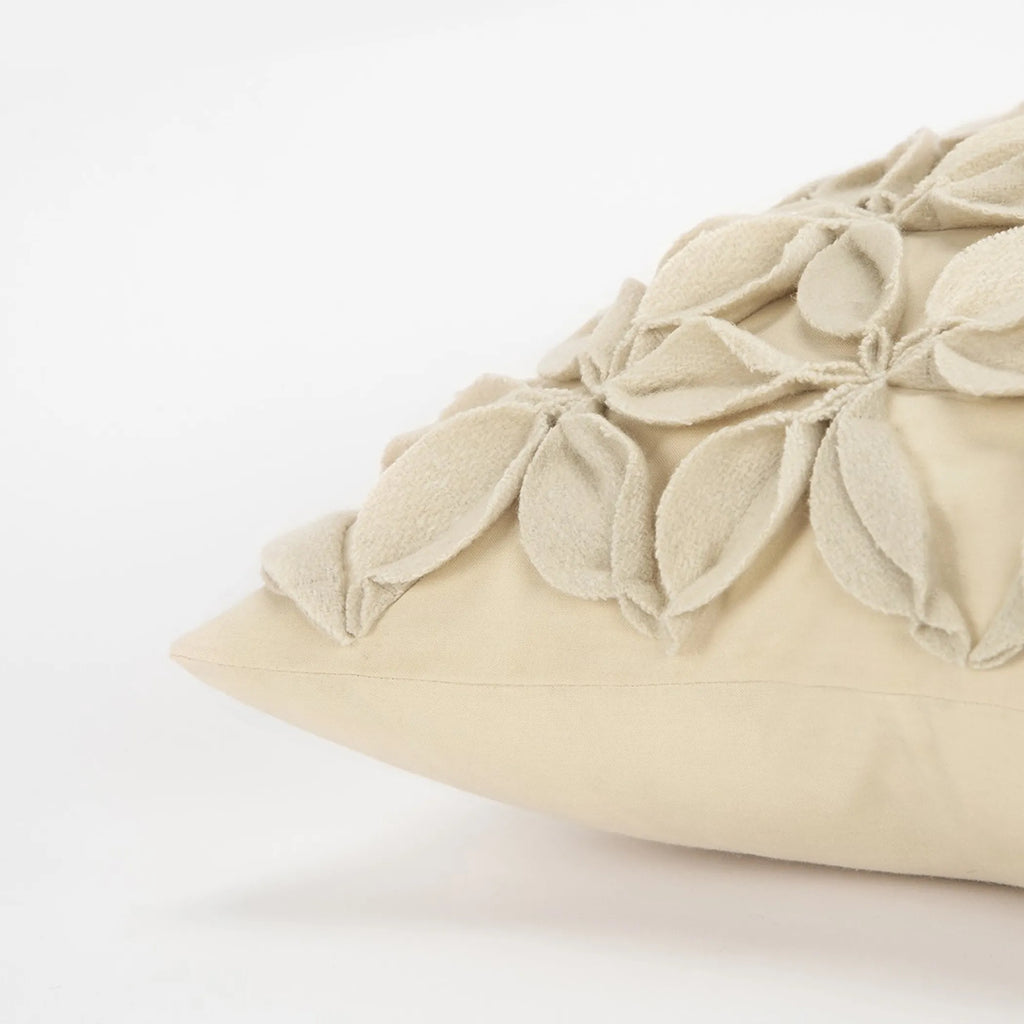 Cream Pinwheel Floral Petal Down Filled Throw Pillow