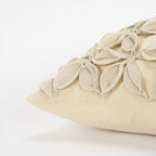 Cream Pinwheel Floral Petal Down Filled Throw Pillow