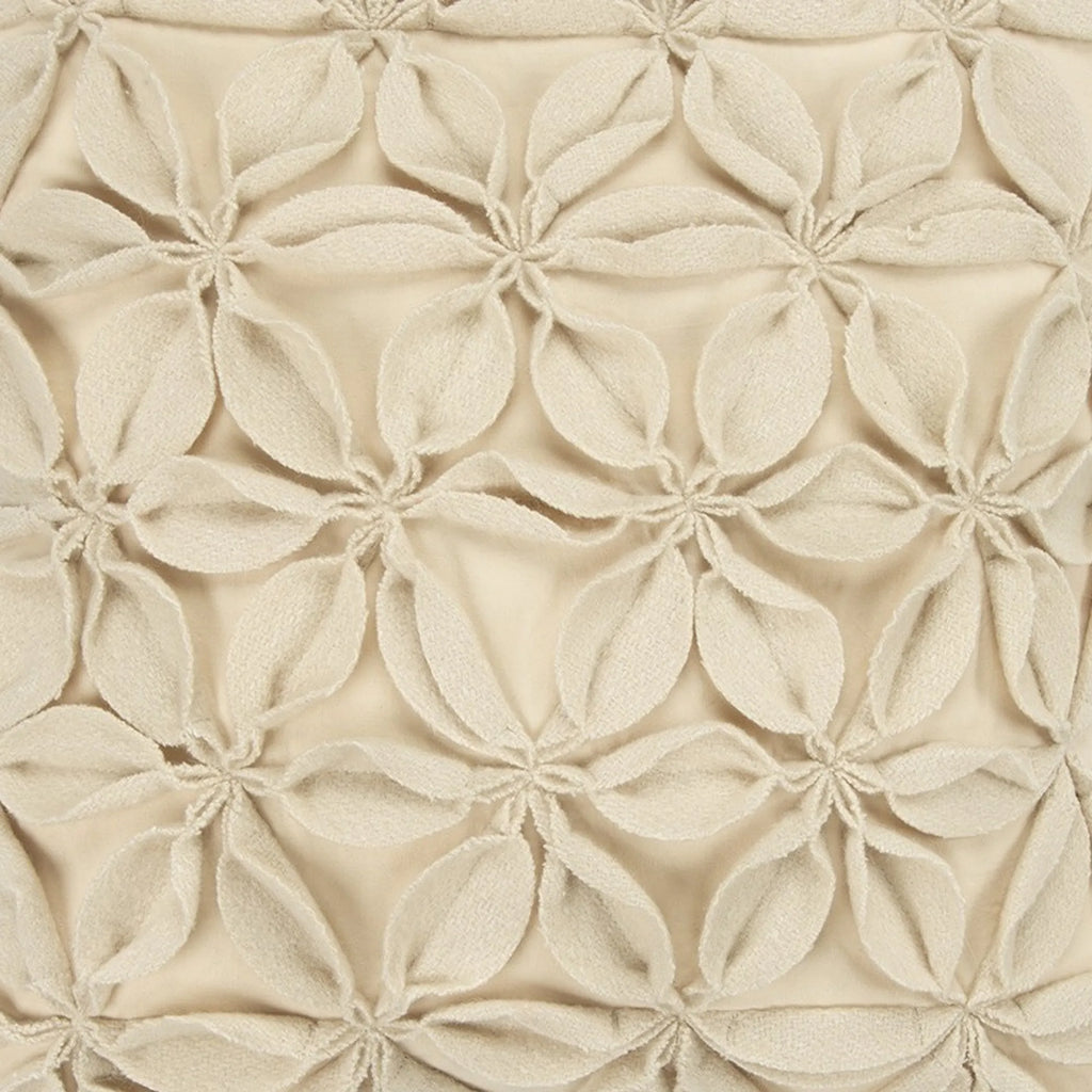 Cream Pinwheel Floral Petal Down Filled Throw Pillow