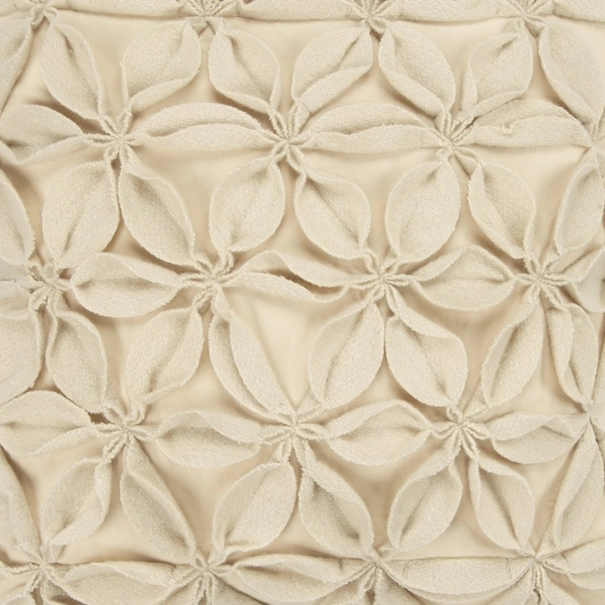 Cream Pinwheel Floral Petal Down Filled Throw Pillow