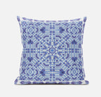 20 Cyan Blue Geostar Zippered Suede Throw Pillow