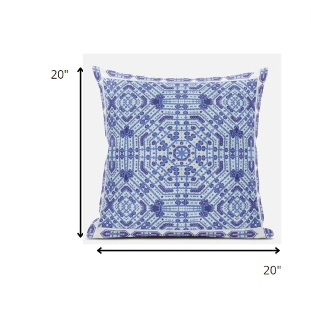 20 Cyan Blue Geostar Zippered Suede Throw Pillow